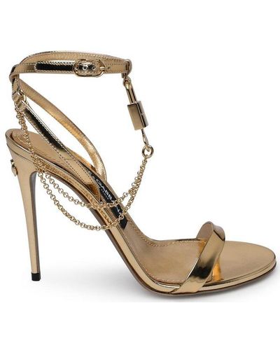 Dolce & Gabbana Chain And Charm Detailed Sandals - Metallic