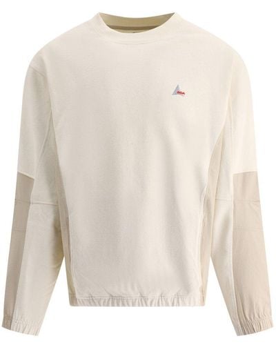 Roa Logo Embroidered Crewneck Panelled Sweatshirt - White