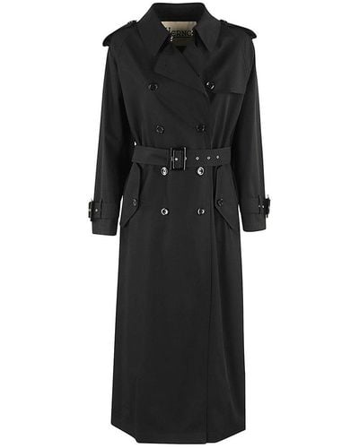 Herno Double-breasted Belted Trench Coat - Black