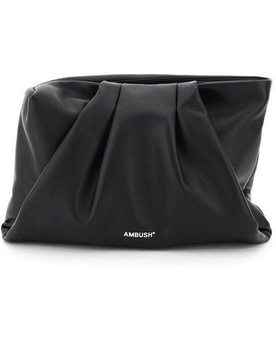 Ambush Maxi Wrap Leather Clutch - Black