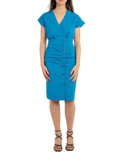 Pinko V-neck Buttoned Dress - Blue