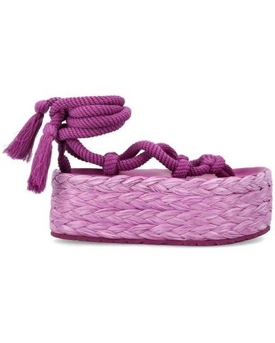 Isabel Marant Strapped Fringed-detail Platform Sandals - Pink