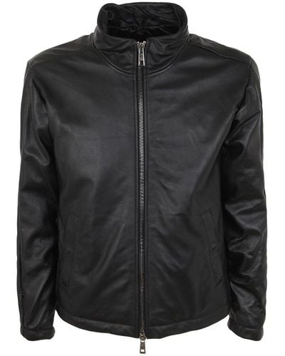 Giorgio Brato Long Sleeved Zip-up Leather Jacket - Black