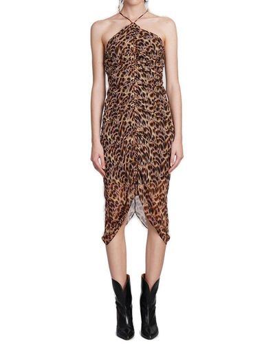 Isabel Marant Leopard-printed Sleeveless Crepe Midi Dress - Multicolour
