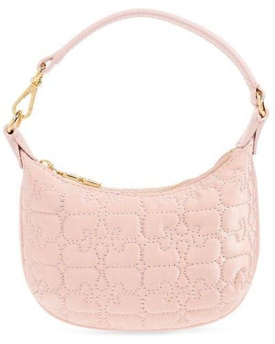 Ganni 'butterfly Mini' Quilted Handbag, - Pink