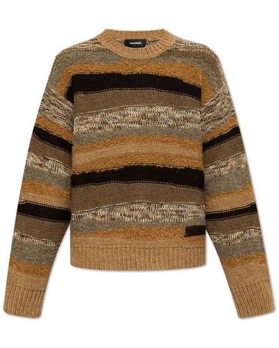 DSquared² Striped Pattern Knitted Jumper - Natural
