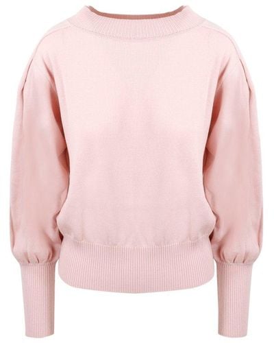 Alberta Ferretti Ribbed Hem Knitted Top - Pink