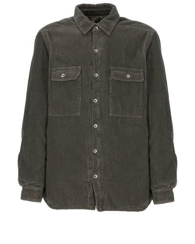 Rick Owens Corduroy Button-up Shirt Jacket - Gray
