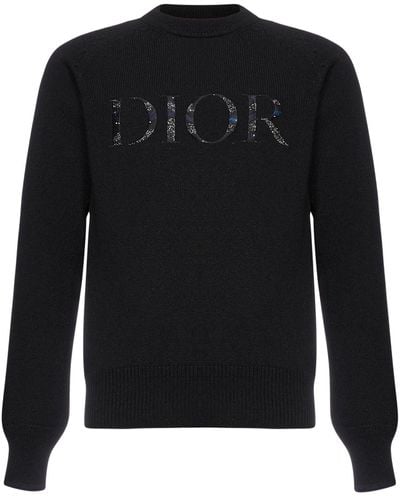 Dior X Peter Doig Embroidered Knitted Sweater - Black