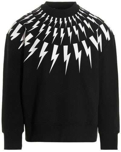 Neil Barrett Thunderbolt Print Crewneck Sweatshirt - Black