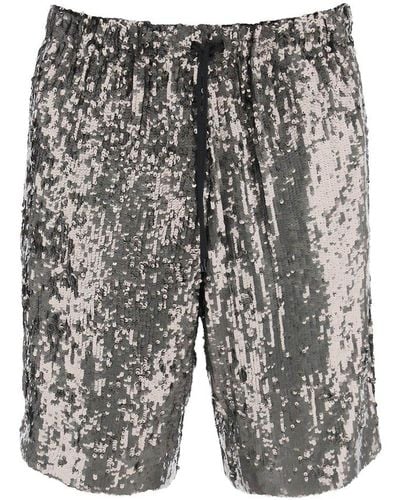 Dries Van Noten Sequined Drawstring Shorts - Grey