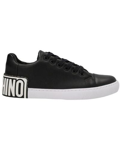 Moschino Logo Embossed Lace-up Sneakers - Black