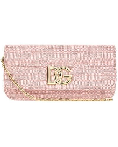 Dolce & Gabbana Logo-plaque Chain-link Clutch Bag - Pink