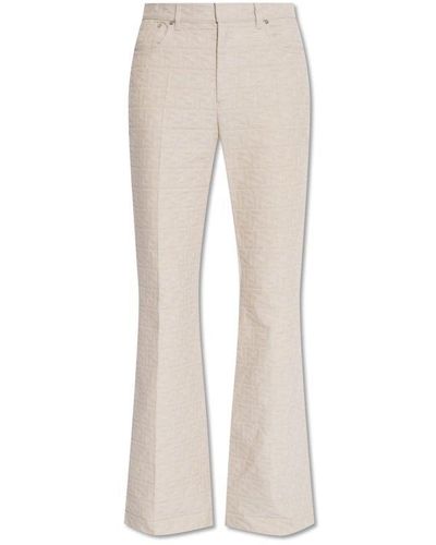 Fendi Allover Monogrammed Flared Trousers - White