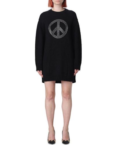 Moschino Peace Symbol Short Oversized Dress - Black