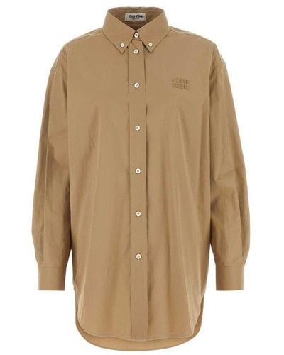Miu Miu Button-up Oversized Shirt - Natural