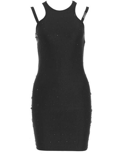 Versace Embellished Straight Hem Mini Dress - Black