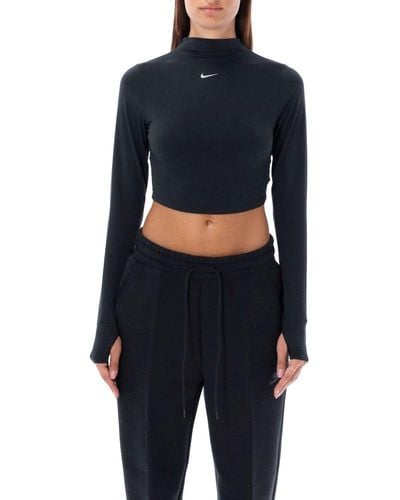 Nike Dri-fit One Luxe Long-sleeved Cropped Top - Blue