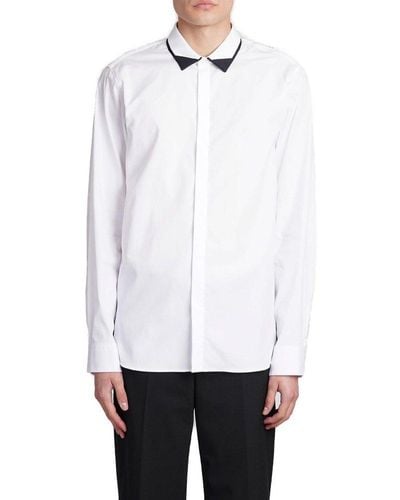 Neil Barrett Contrasting-collar Long-sleeved Shirt - White