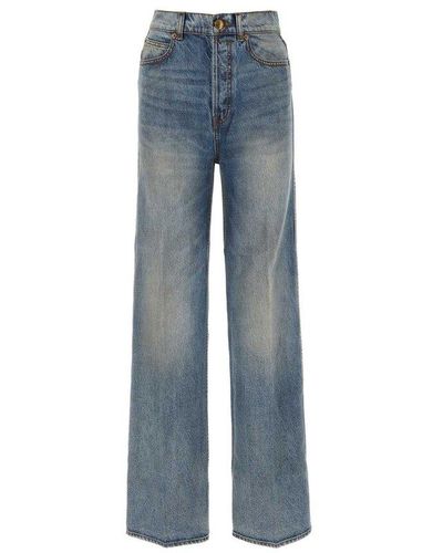 Zimmermann High-waist Wide-leg Logo Patch Jeans - Blue