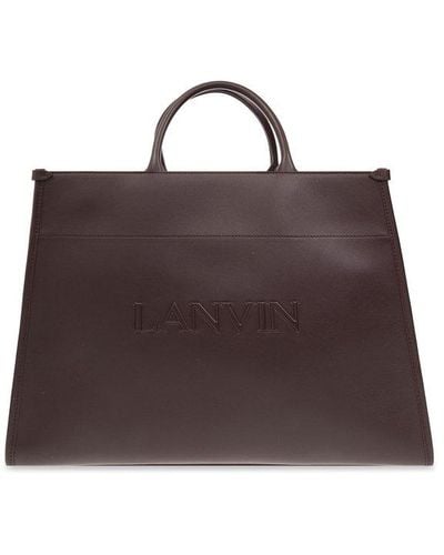 Lanvin Shopper Bag With Logo, - Brown
