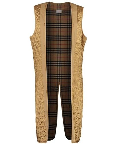 Burberry Quilted Long Vest - Brown