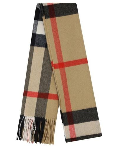 Burberry House Checked Fringed Scarf - White