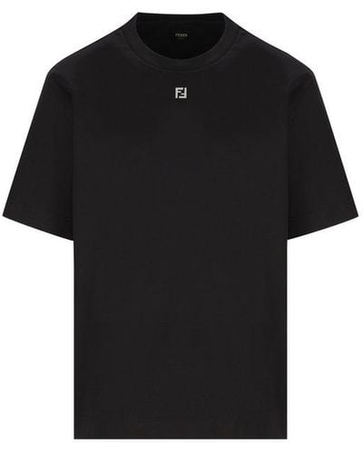 Fendi Ff Plaque Crewneck T-shirt - Black