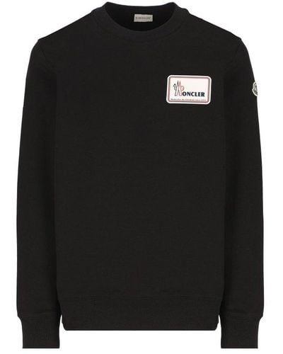 Moncler Logo Printed Crewneck Sweatshirt - Black