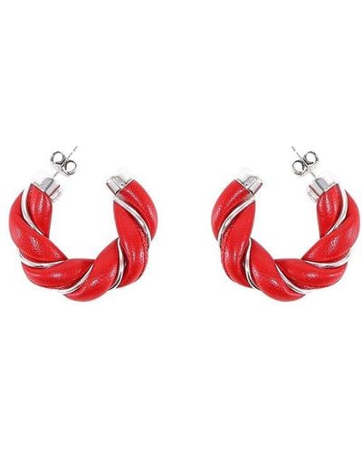 Bottega Veneta Twist Hoop Earrings - Red