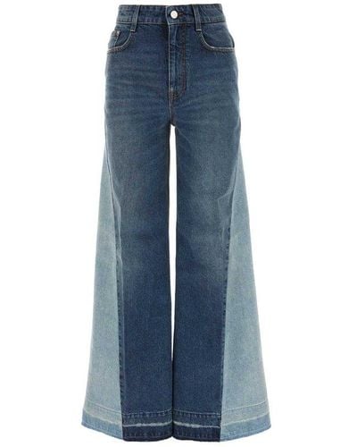 Stella Mccartney Tie-dye Workwear Wide Leg Jeans In Aquamarine