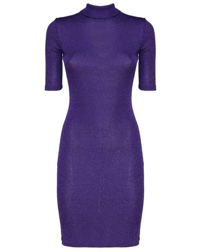 Sportmax High Neck Short-Sleeved Dress - Purple