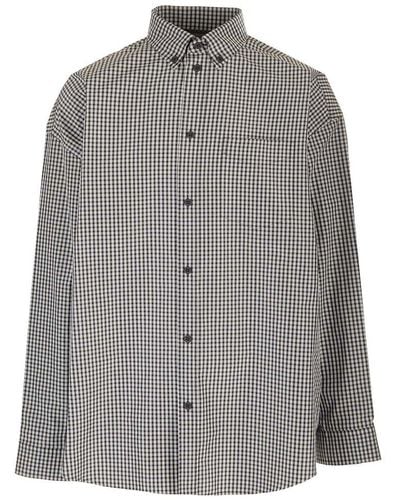 Balenciaga Checked Oversized Shirt - Grey