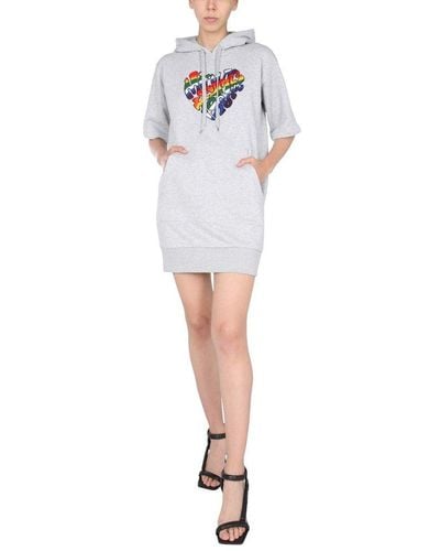 Michael Kors Organic Cotton Dress With Hood And Pride Heart Logo - White