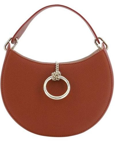 Chloé Chloé Leather Small Shoulder Bag With Gold Ring Closure - Brown