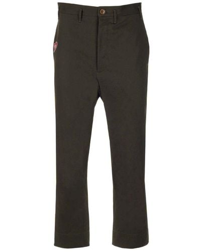 Vivienne Westwood Logo Embroidered Cropped Pants - Gray
