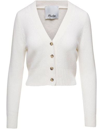 Allude V-neck Buttoned Cardigan - White