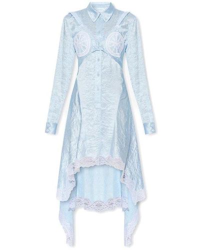 Burberry Lace-trimmed Satin Gown - Blue