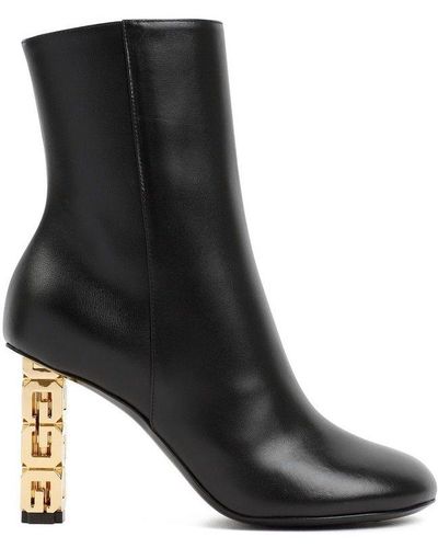Givenchy 4g Cube Heel Pointy Ankle Boot In Black Leather