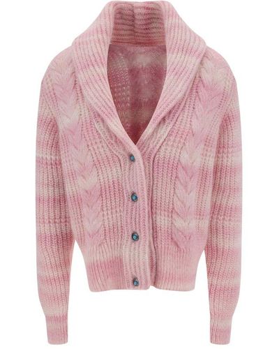 Fortela Lexi Cable-knit Buttoned Cardigan - Pink
