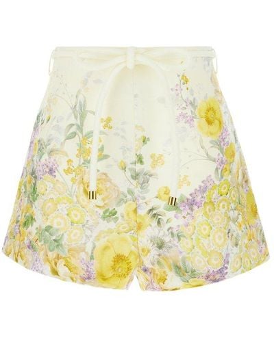 Zimmermann Floral-printed Drawstring Shorts - Yellow