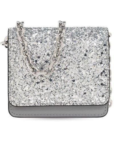 Maison Margiela Leather Wallet On Chain, - Gray