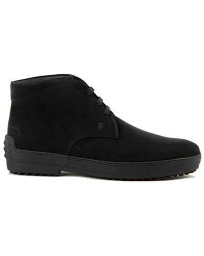 Tod's Lace-up Shoe In Suede - Black