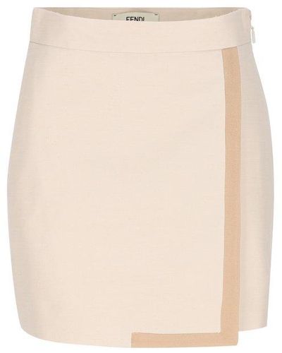 Fendi High-waist Satin Trim Mini Skirt - White