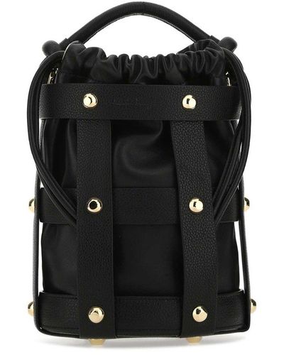Ferragamo Leather Cage Bucket Bag - Black