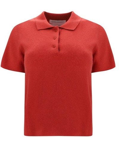Extreme Cashmere Short Sleeved Knitted Polo Shirt - Red