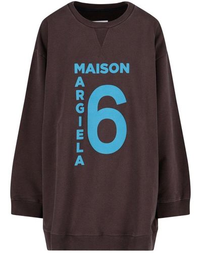 MM6 by Maison Martin Margiela Logo Printed Long-sleeved T-shirt - Brown