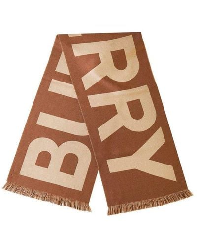 Burberry Two-toned Logo Intarsia Scarf - Brown