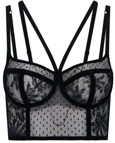 Dolce & Gabbana Tulle Underwire Cup Corset - Black