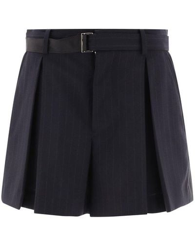 Sacai Pinstriped Pleated Skirt - Black